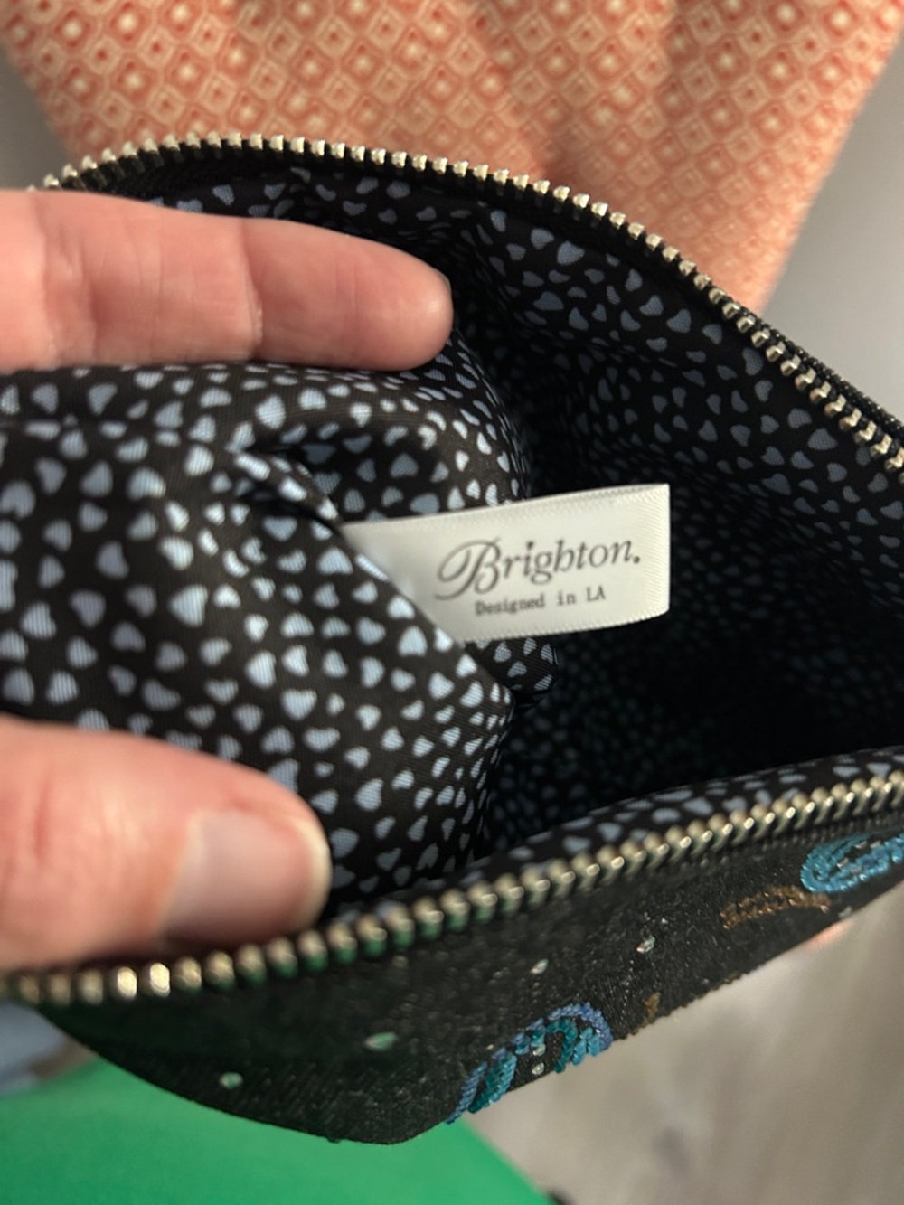 Brighton Demin Crossbody Bag with Blue Butterfly Rhinestones - Picture 2 of 3